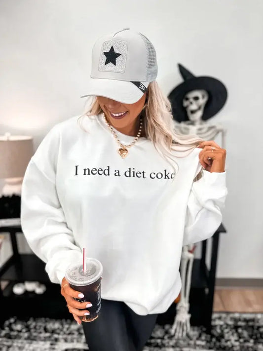 I Need A Diet Coke White Graphic Crewneck