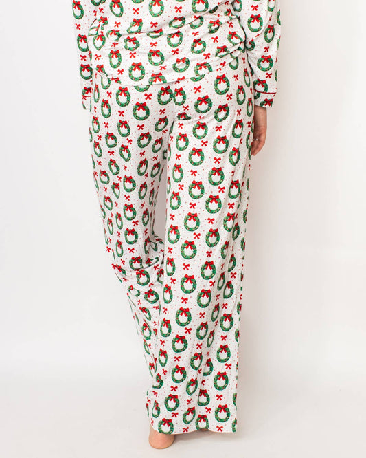 Clara Wreath Sleep Pants White/Red/Green -Asst.