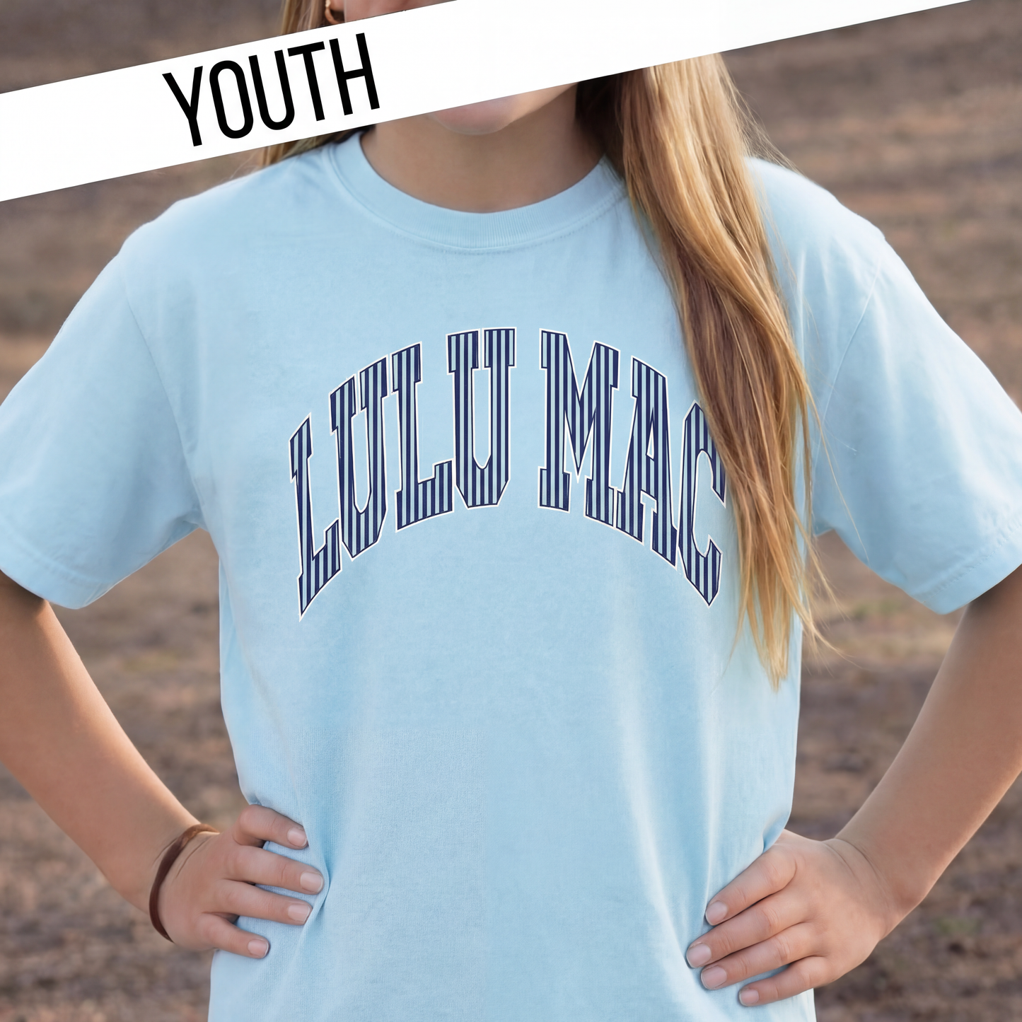 Stripe Chambray Girls Tee