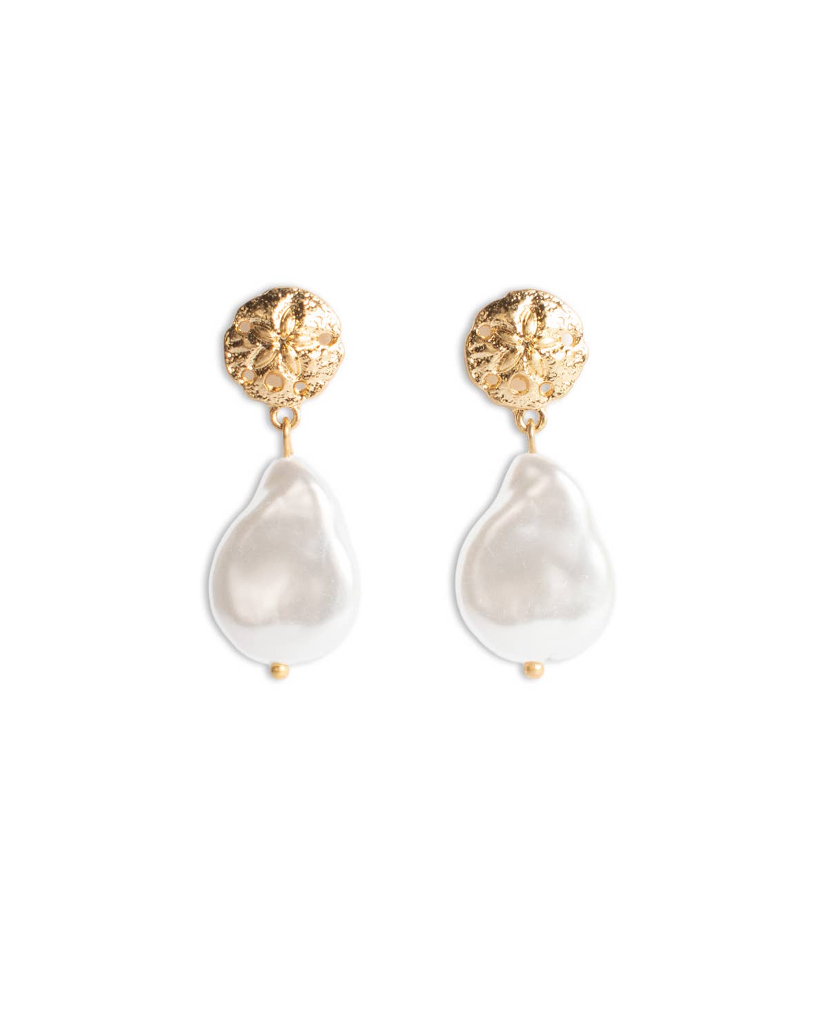 Sanibel Pearl Earrings Gold/Pearl 1.5"