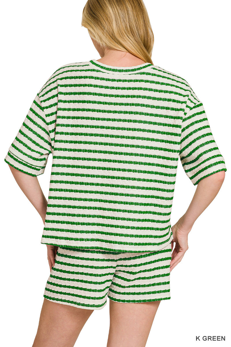 Striped Short Tee & Shorts Set