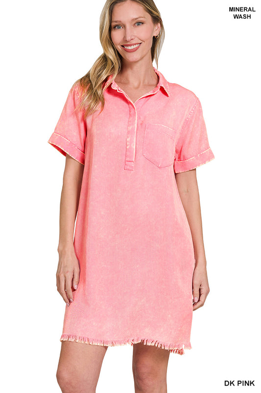 Mineral Washed Denim Shirt Dress