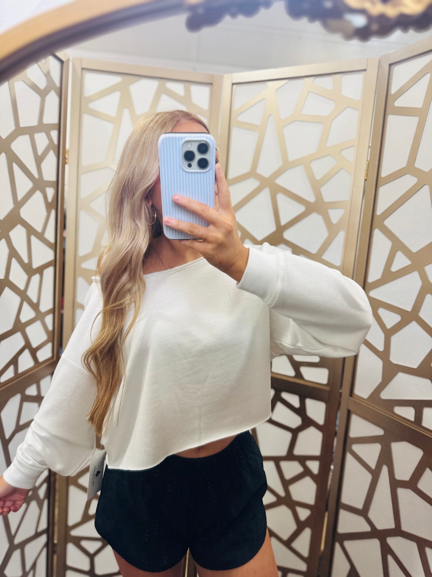 French Terry Boat Neck Cropped Top- Many Colors