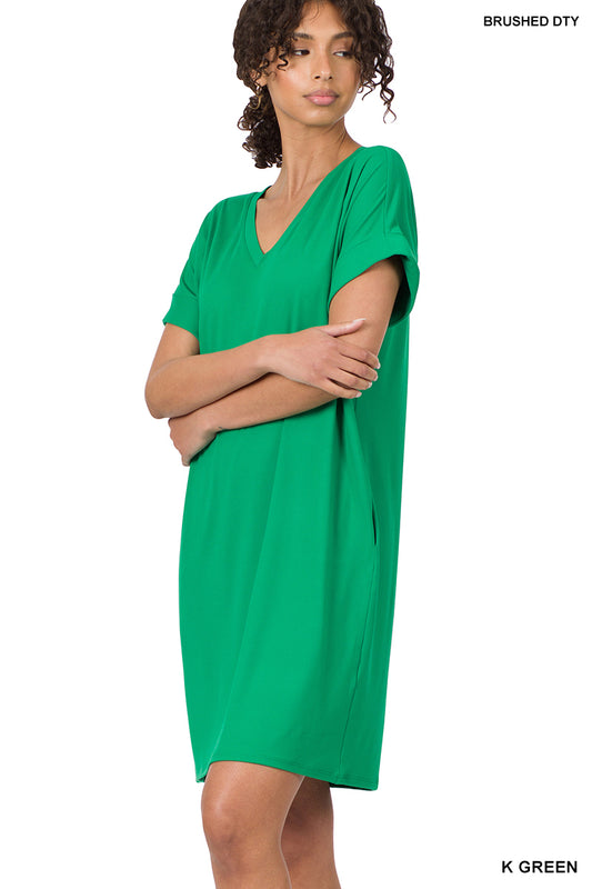 Short Sleeve T-Shirt Dress- Many Colors