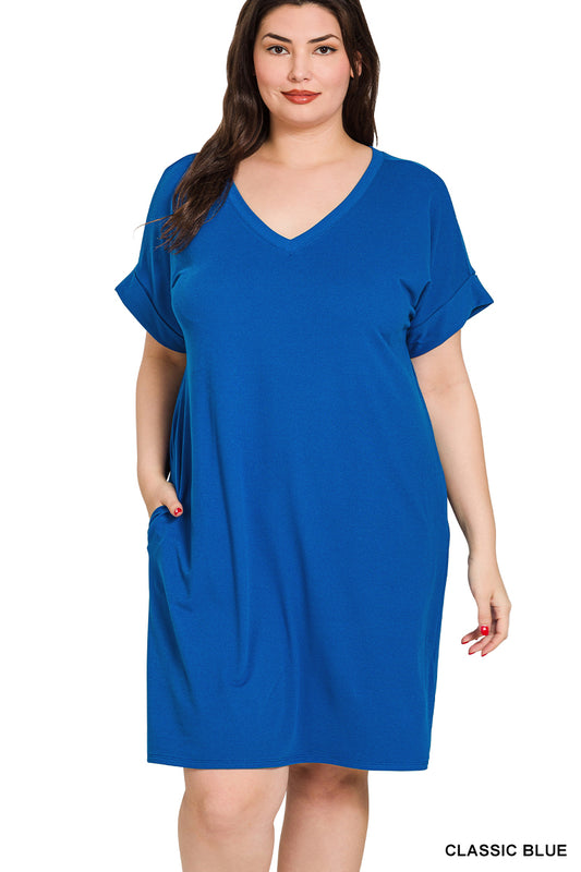 PLUS Short Sleeve T-Shirt Dress- Many Colors
