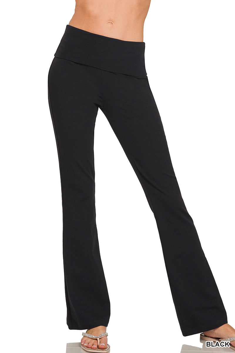 Fold-Over Flare Yoga Pants- 2 Colors