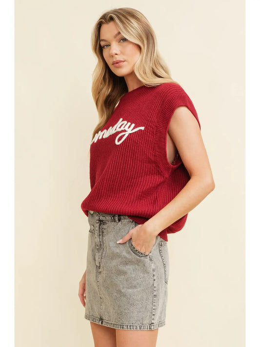Embroidered Gameday Sweater Vest
