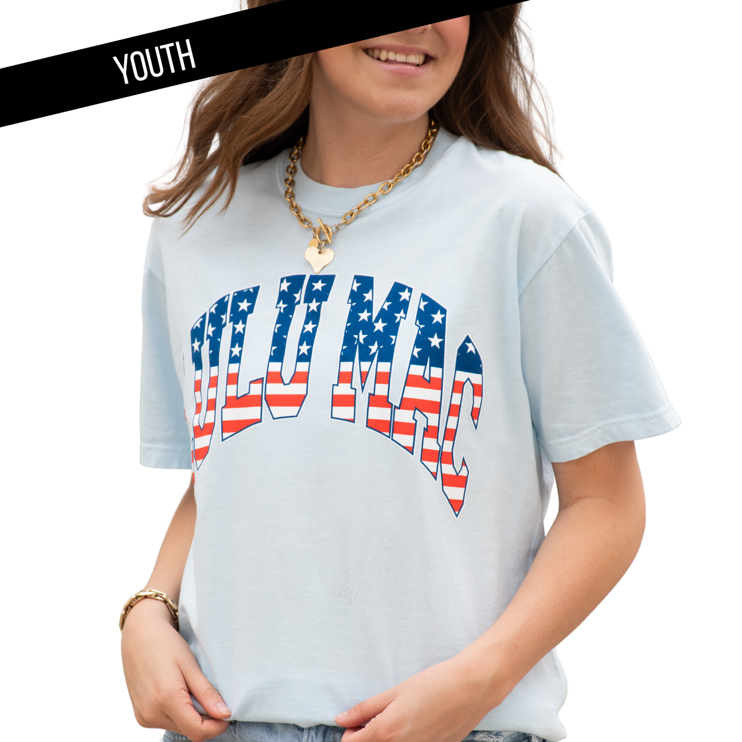 Stars & Stripes Chambray Girls Tee