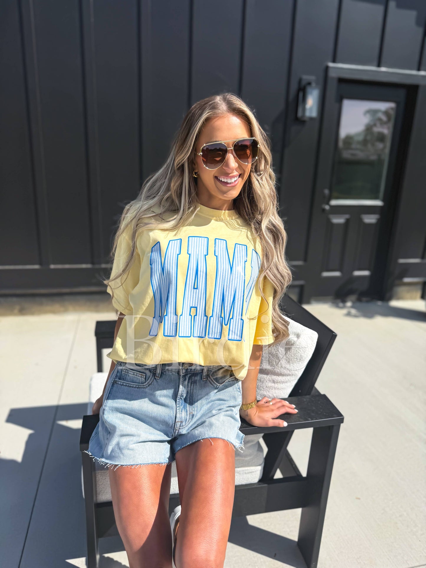 Striped MAMA Graphic Tee