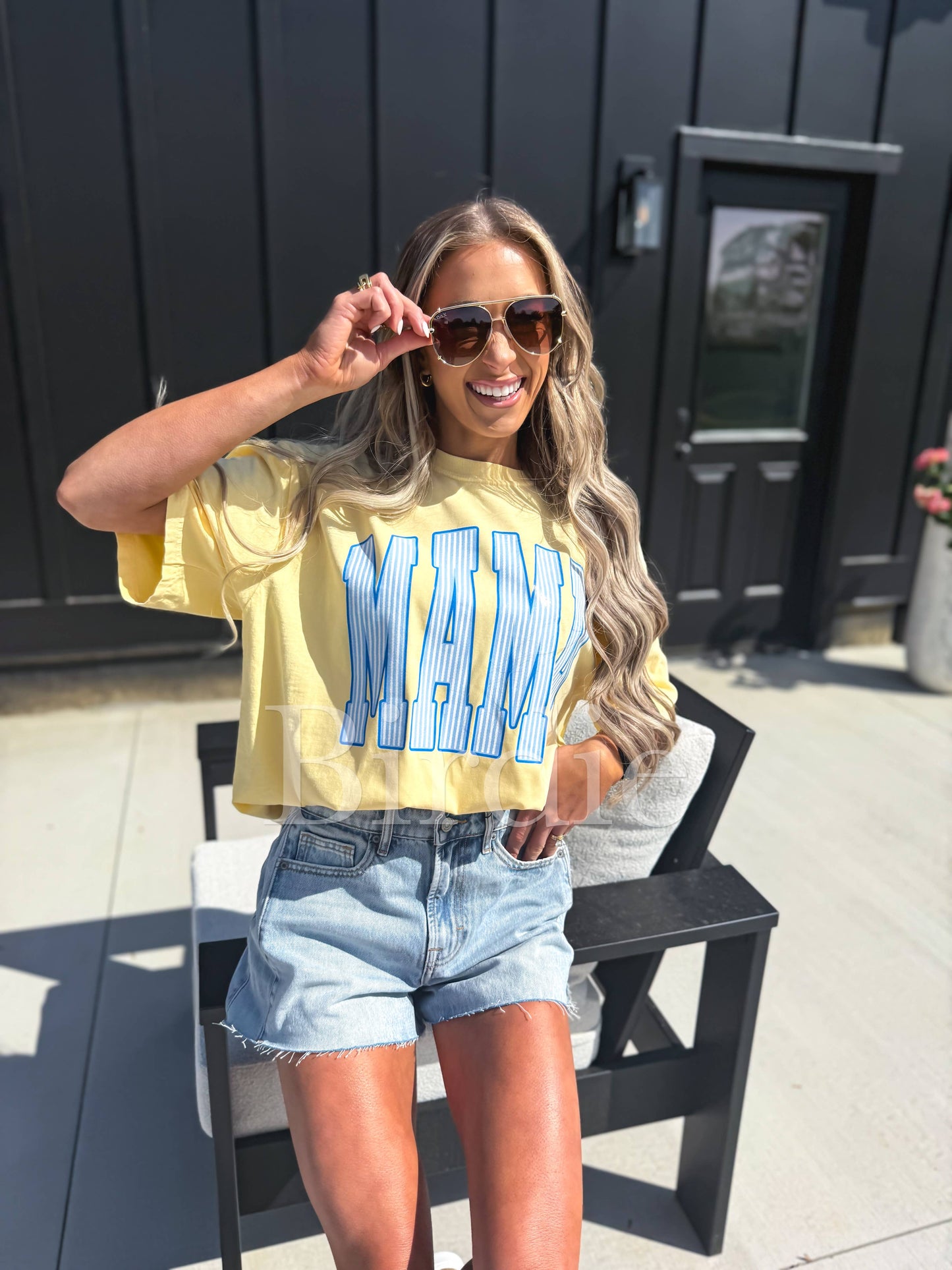 Striped MAMA Graphic Tee
