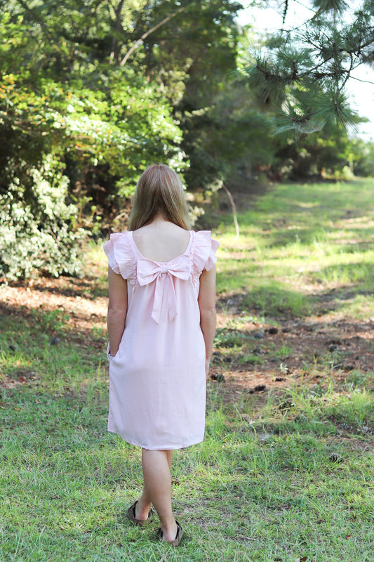 Blush Bow Ruffle Dress