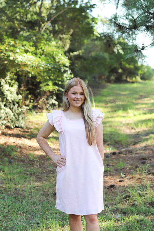 Blush Bow Ruffle Dress
