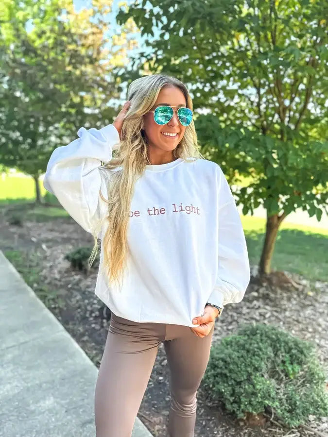 Be The Light Puff Graphic Crewneck