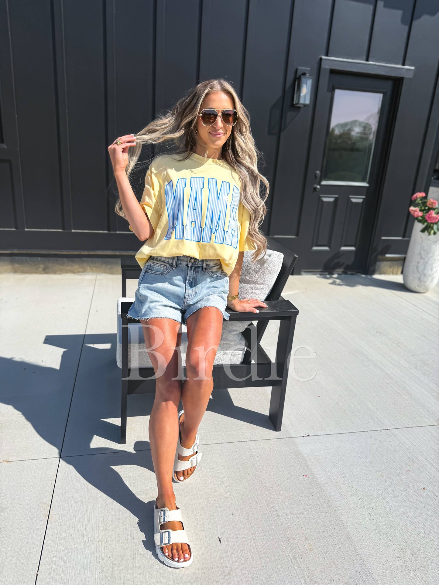 Striped MAMA Graphic Tee
