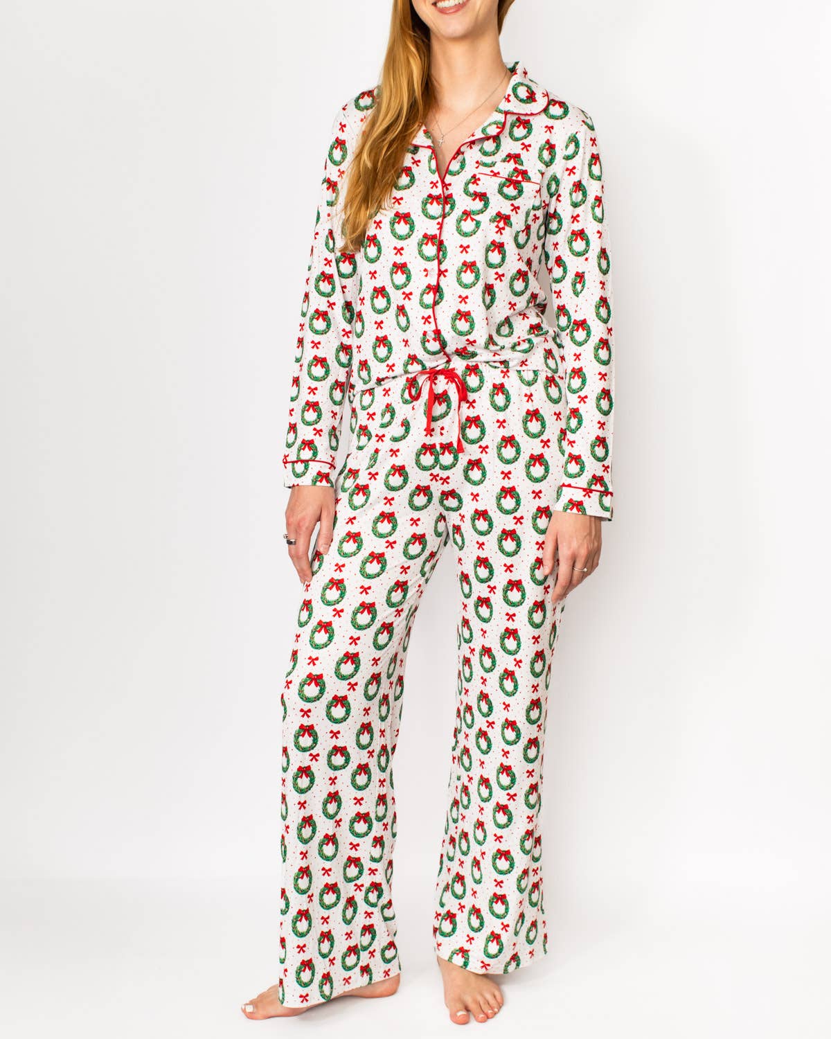Clara Wreath Sleep Pants   White/Red/Green   -Asst.