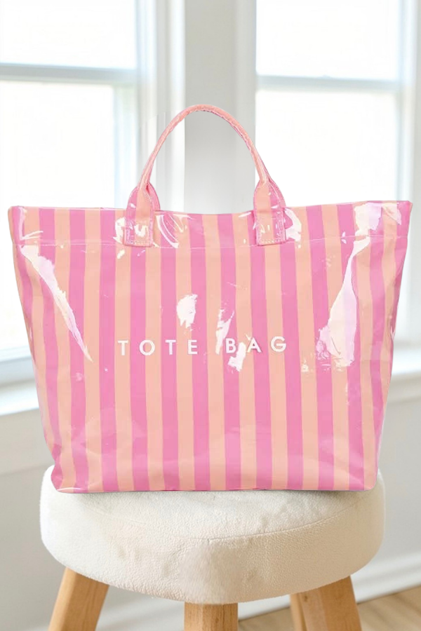 Pink and Orange Striped Tote Bag