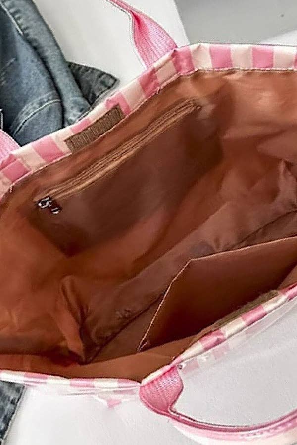 Pink and Blue Striped Tote Bag