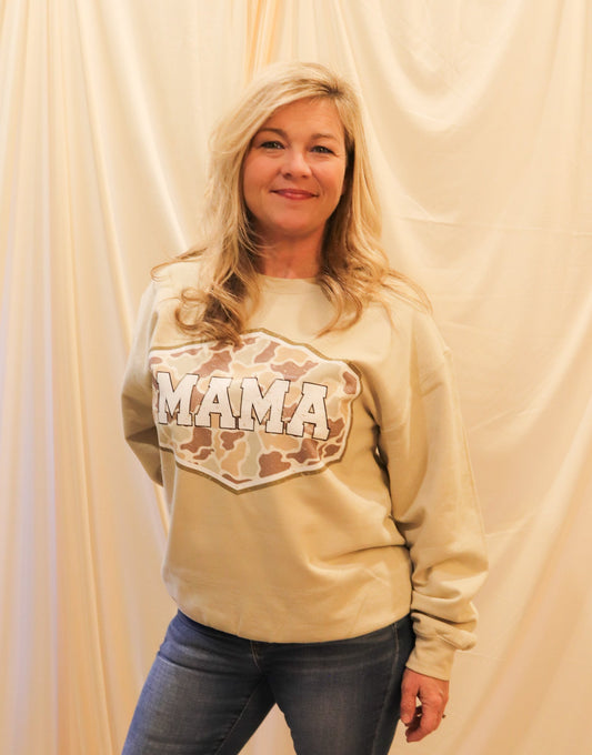Duck Camo MAMA Graphic Crewneck on Sand