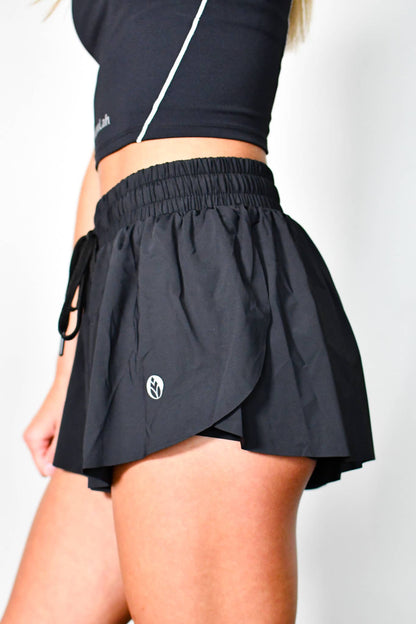 Flutter Away Butterfly Shorts - Black