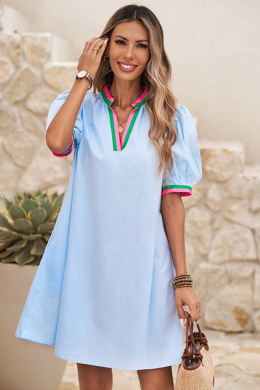 Striped Puff Sleeve Dress