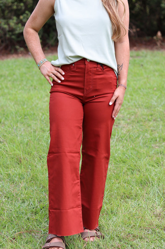 High Rise Cropped Flare Denim Pants