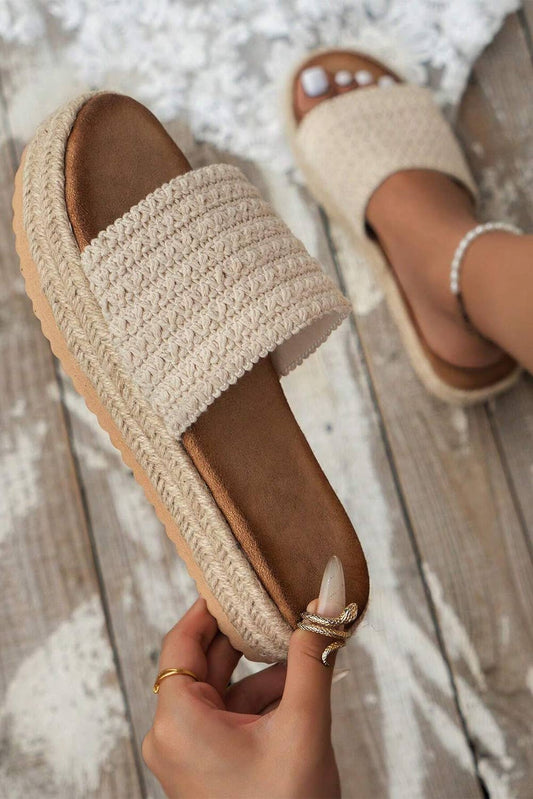 Boho Woven Wedge Slippers