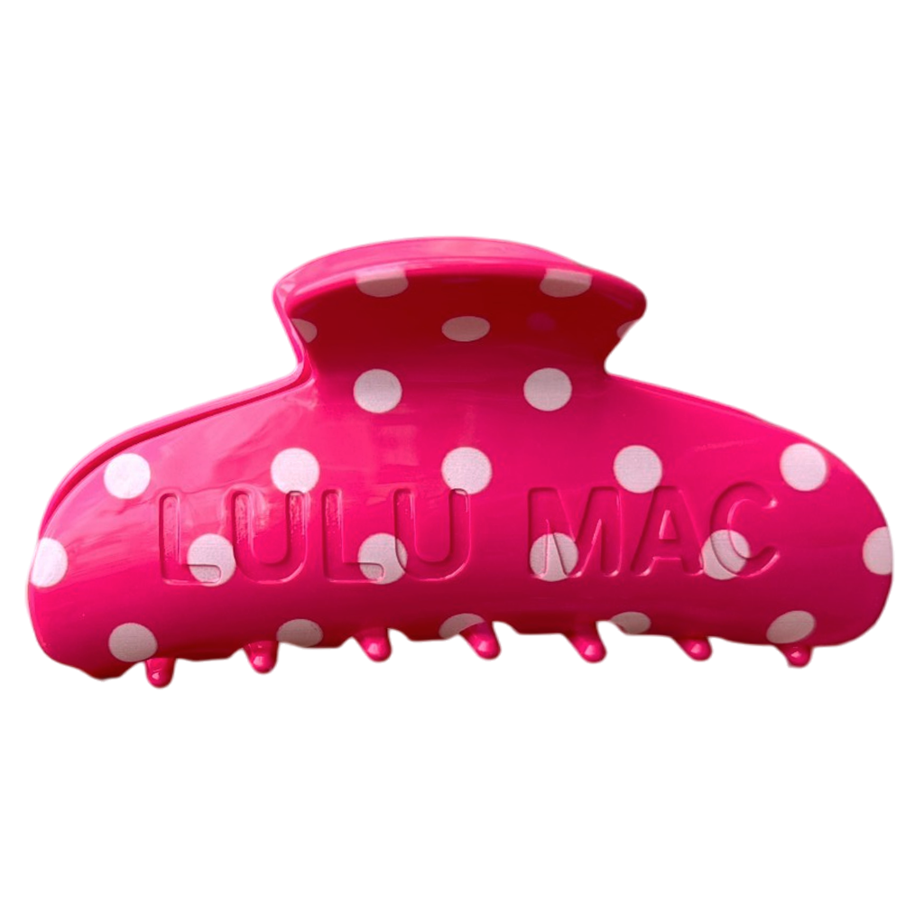 Hot Pink Lulu Mac Polka Dot Hair Clip
