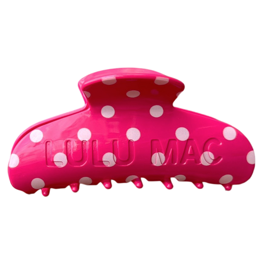 Hot Pink Lulu Mac Polka Dot Hair Clip