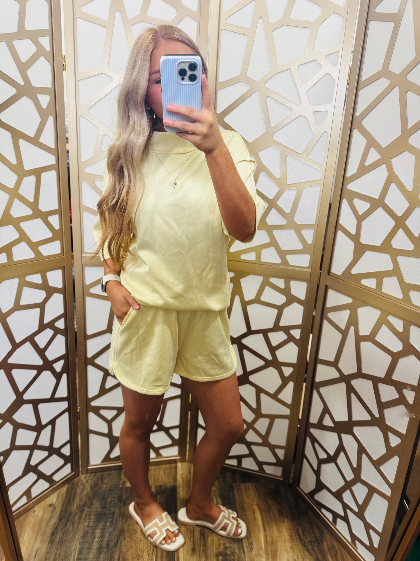 Mock Neck Oversize Tee and Shorts Set