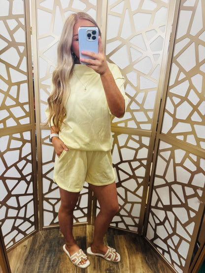 Mock Neck Oversize Tee and Shorts Set
