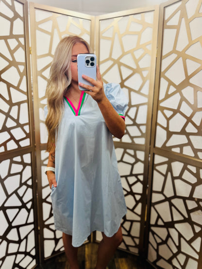 Striped Puff Sleeve Dress