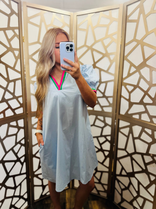 Striped Puff Sleeve Dress