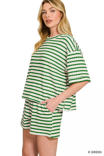 Striped Short Tee & Shorts Set