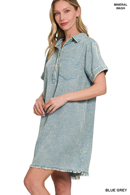 Mineral Washed Denim Shirt Dress