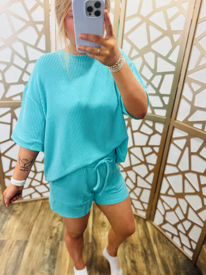 Ribbed Short Sleeve Tee & Short Pants Set
