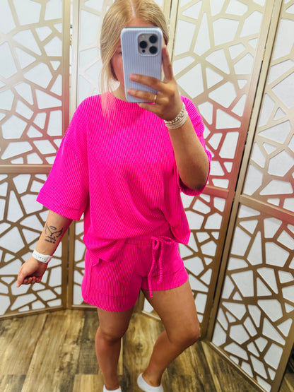 Ribbed Short Sleeve Tee & Short Pants Set