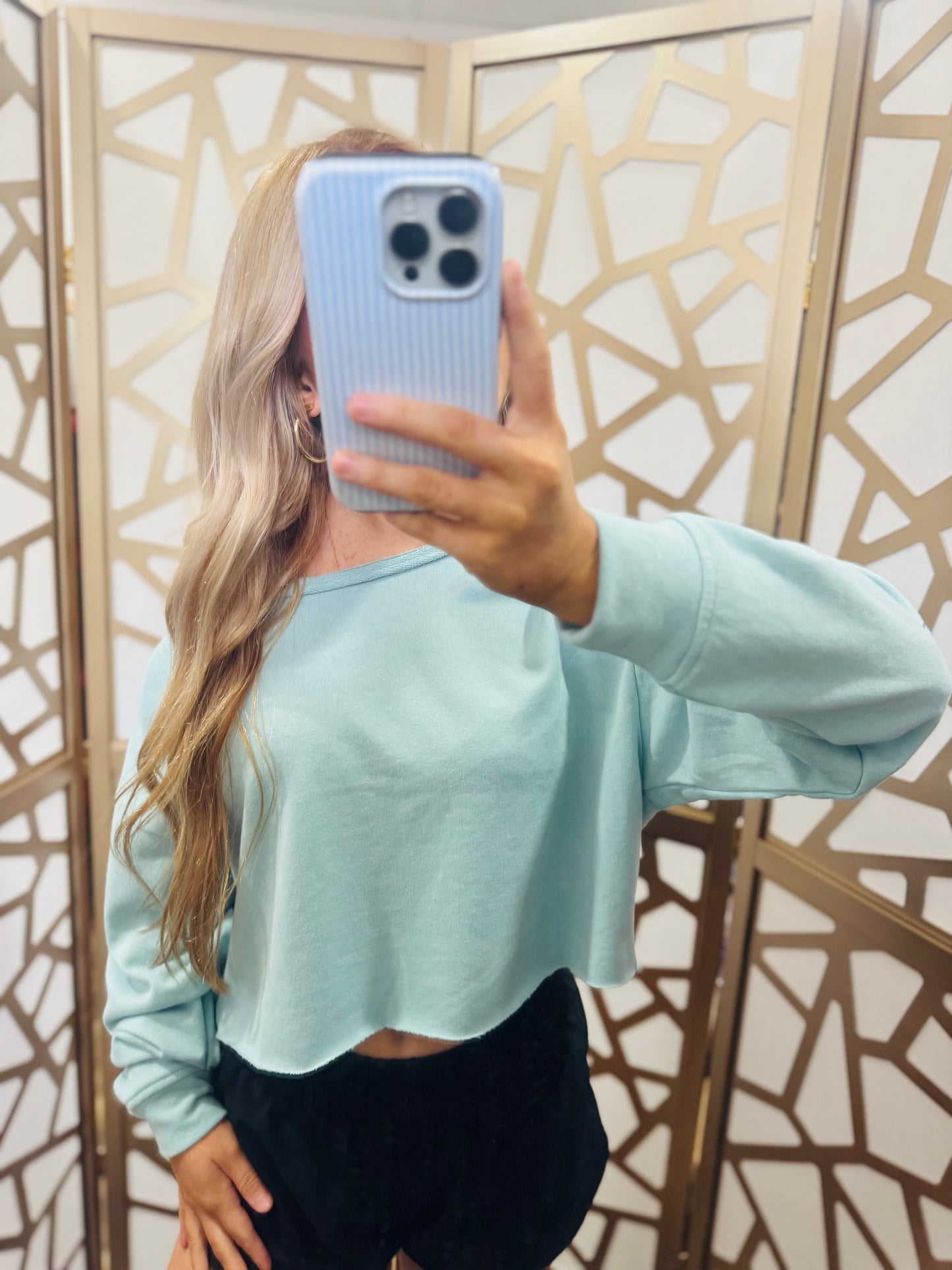 French Terry Boat Neck Cropped Top- Many Colors