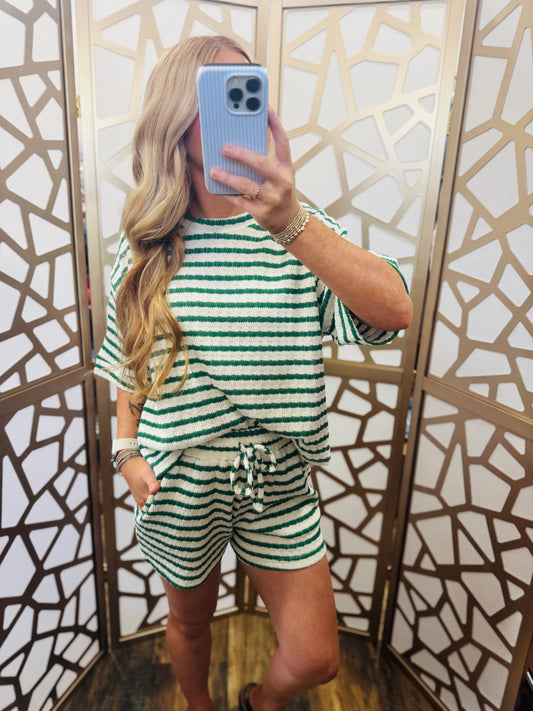 Striped Short Tee & Shorts Set