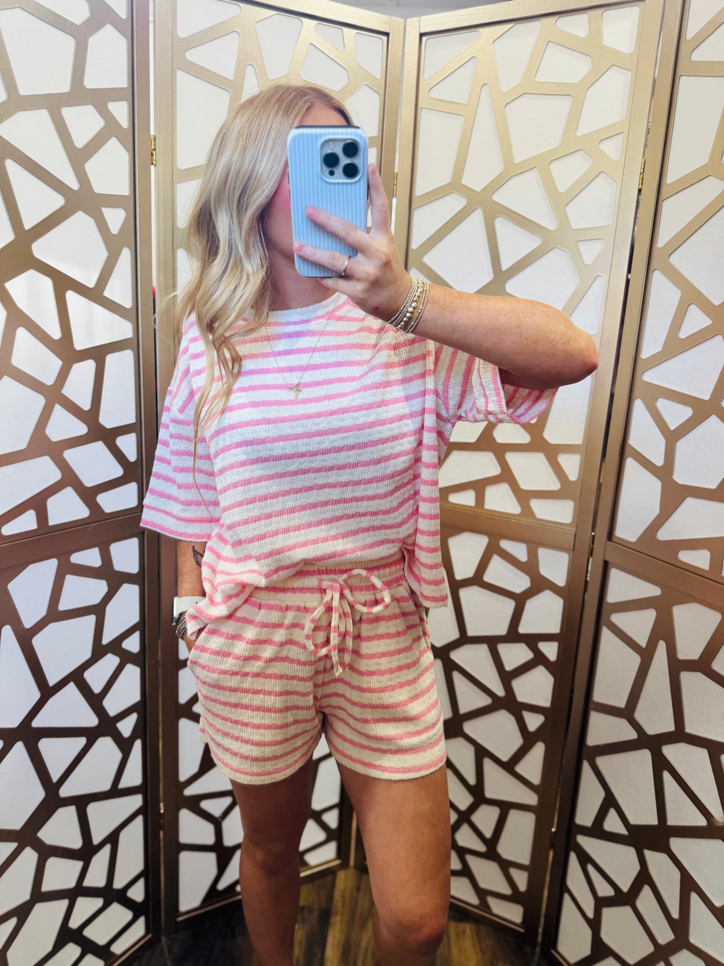 Striped Short Tee & Shorts Set