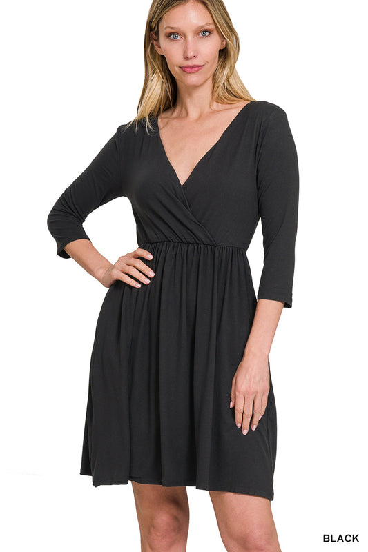 Sleeve Surplice Dress