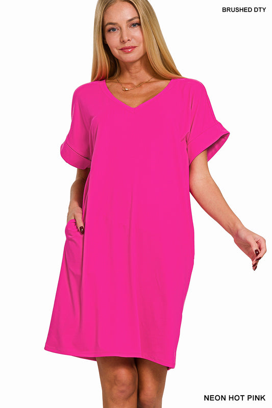 Short Sleeve T-Shirt Dress- Many Colors