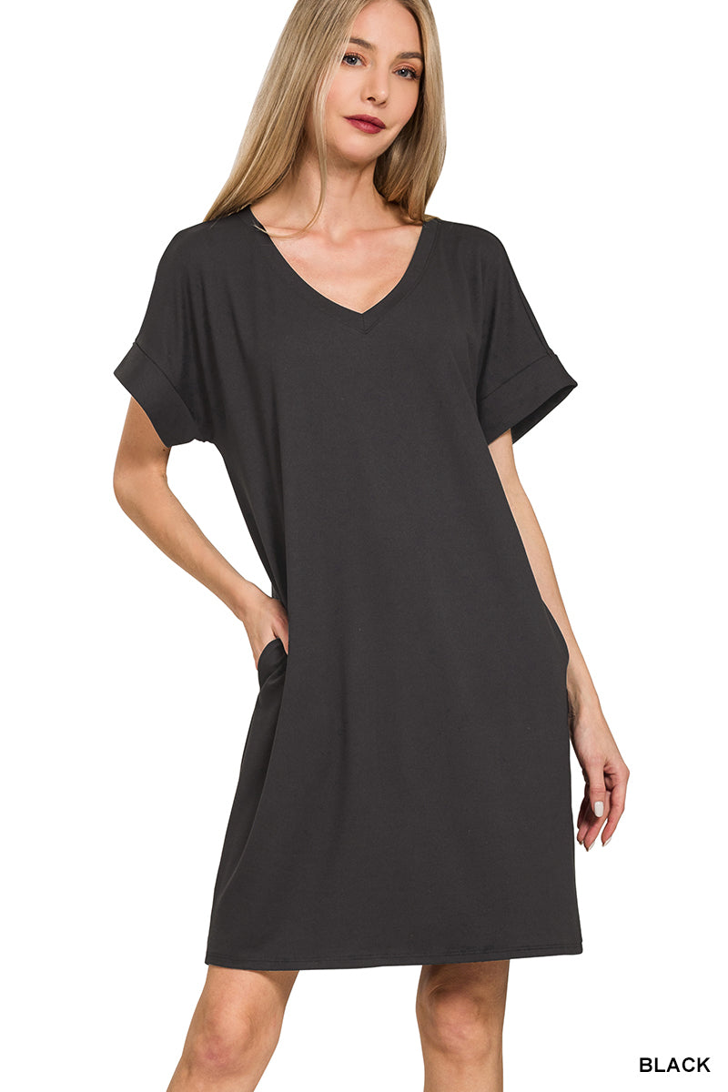 Short Sleeve T-Shirt Dress- Many Colors