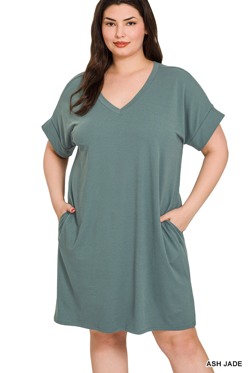 PLUS Short Sleeve T-Shirt Dress- Many Colors