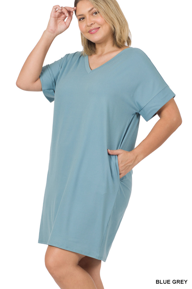 PLUS Short Sleeve T-Shirt Dress- Many Colors