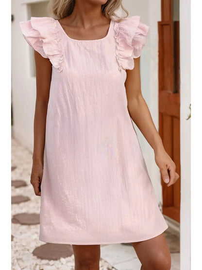 Blush Bow Ruffle Dress