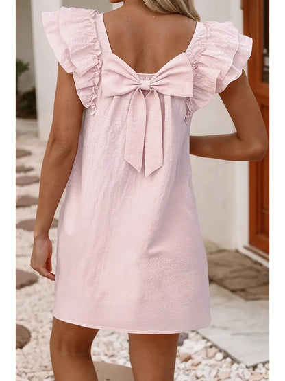 Blush Bow Ruffle Dress