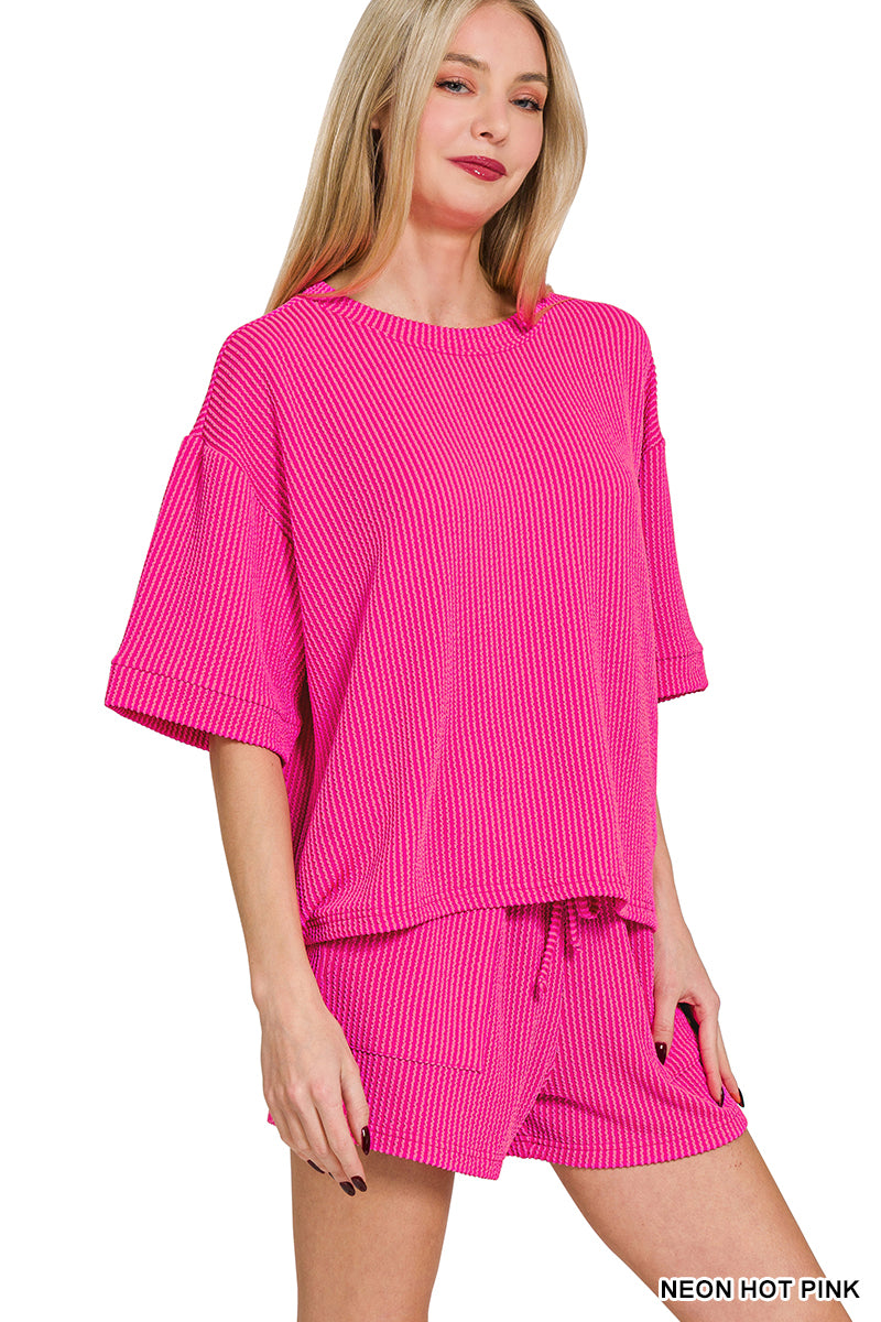 Ribbed Short Sleeve Tee & Short Pants Set