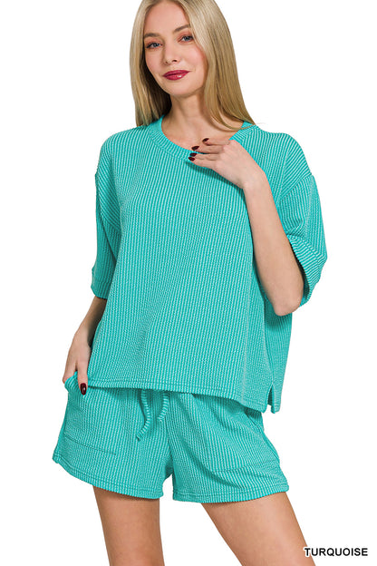 Ribbed Short Sleeve Tee & Short Pants Set