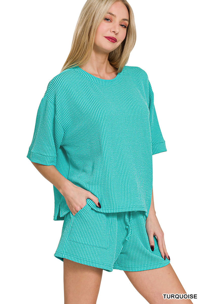 Ribbed Short Sleeve Tee & Short Pants Set