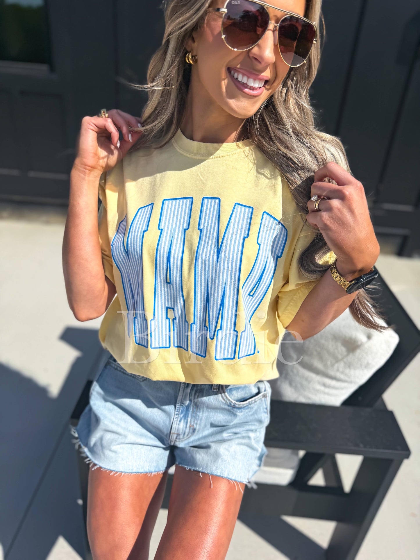 Striped MAMA Graphic Tee